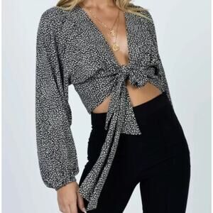 Princess Polly New Mood Tie Crop Top ● US 6 /UK 10 ● Wrap Blouse